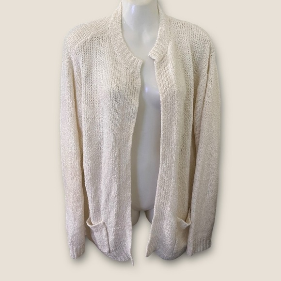 Vintage 80s Axiom Open Knit Cardigan Off White - Picture 1 of 7